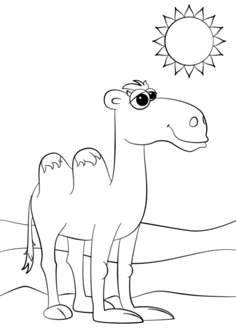 Cute Cartoon Camel Coloring Page